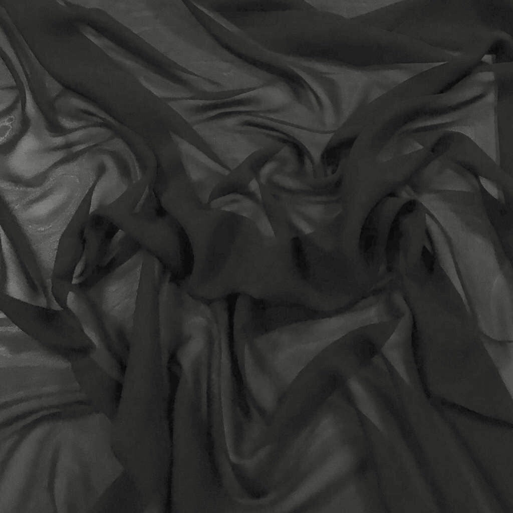 Plain Black Chiffon Fabric - 44&quot; wide