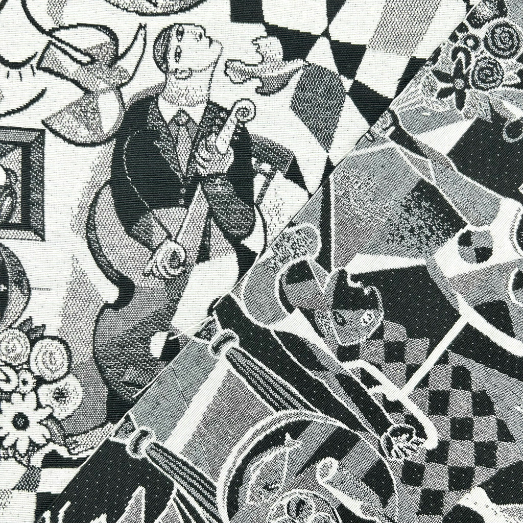 Black and White Abstract Print Tapestry Fabric - Pound Fabrics