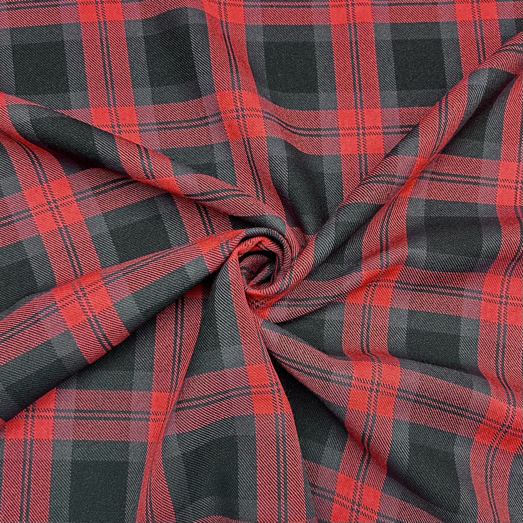 Red and Black Checkered Suiting Fabric - Pound Fabrics