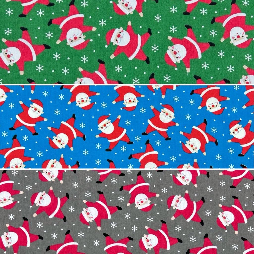 Happy Santa Polycotton Fabric - Pound Fabrics