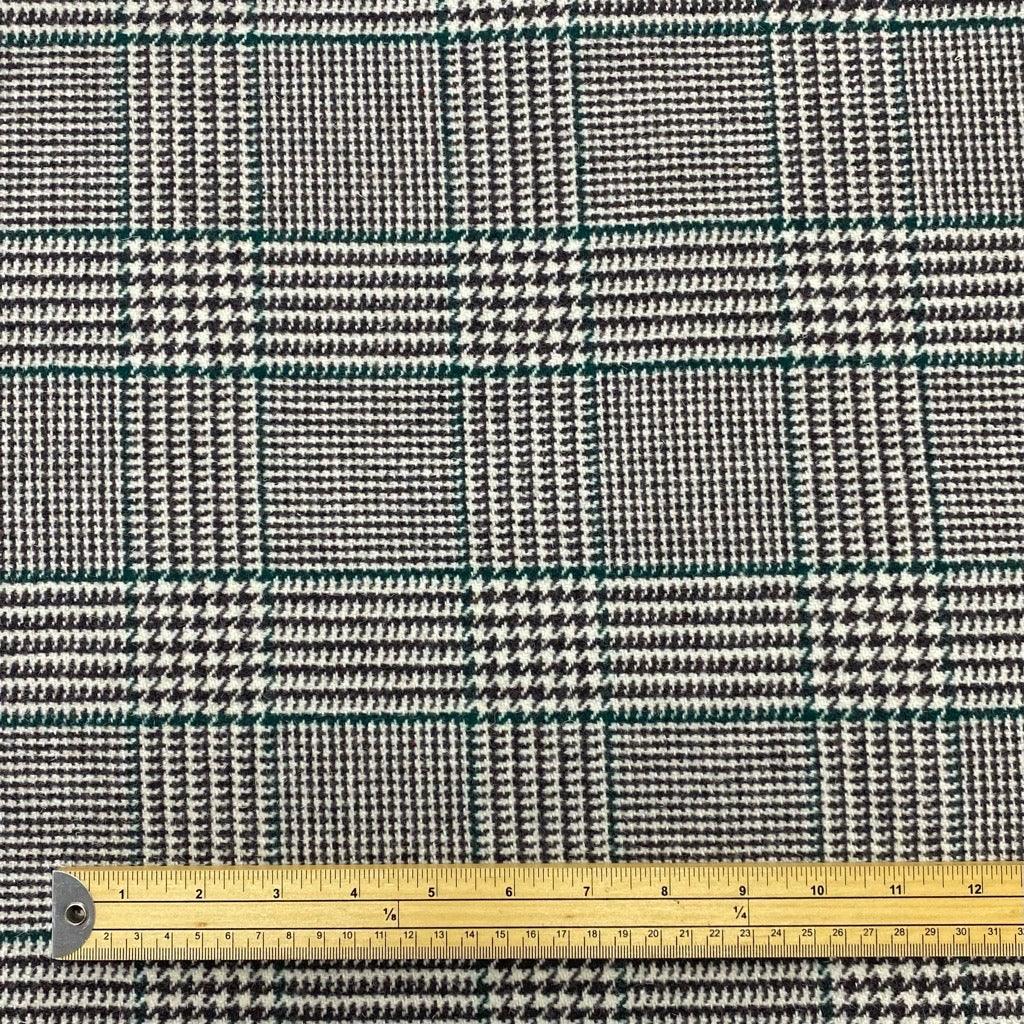 Green/Black/White Checkered Wool Blend Fabric - 2 metres for £9.95 #15 - Pound Fabrics