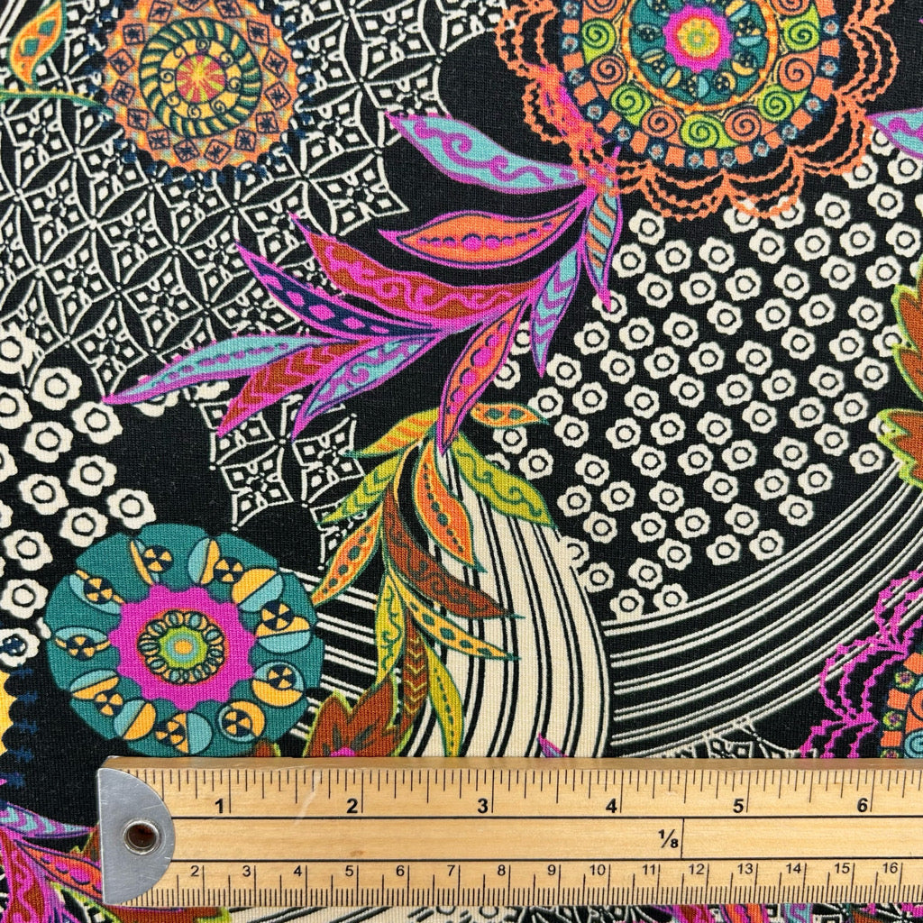 Boho Floral Viscose Jersey Fabric