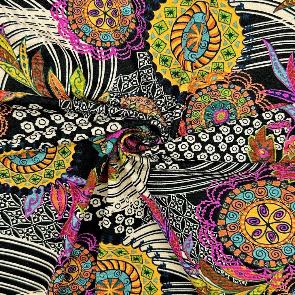 Boho Floral Viscose Jersey Fabric