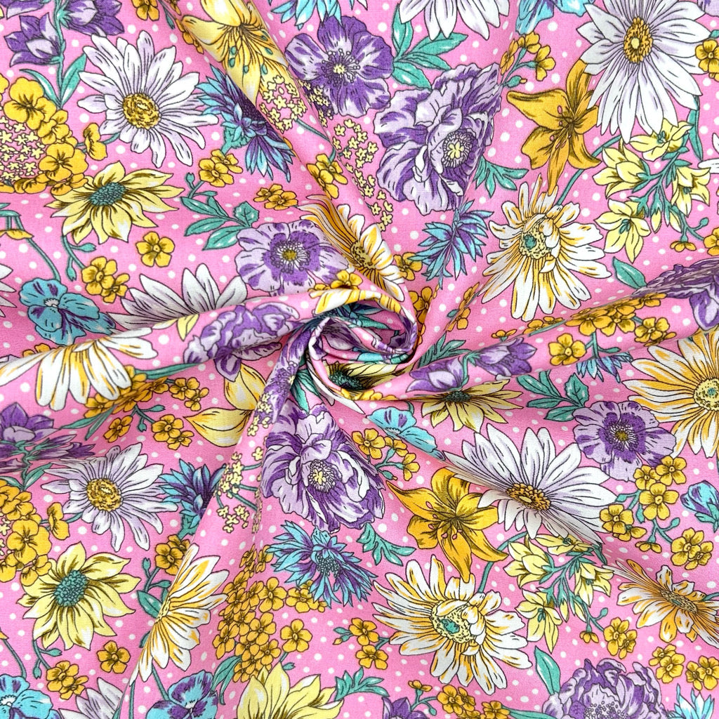 Botanical Bloom Rose & Hubble Cotton Poplin Fabric
