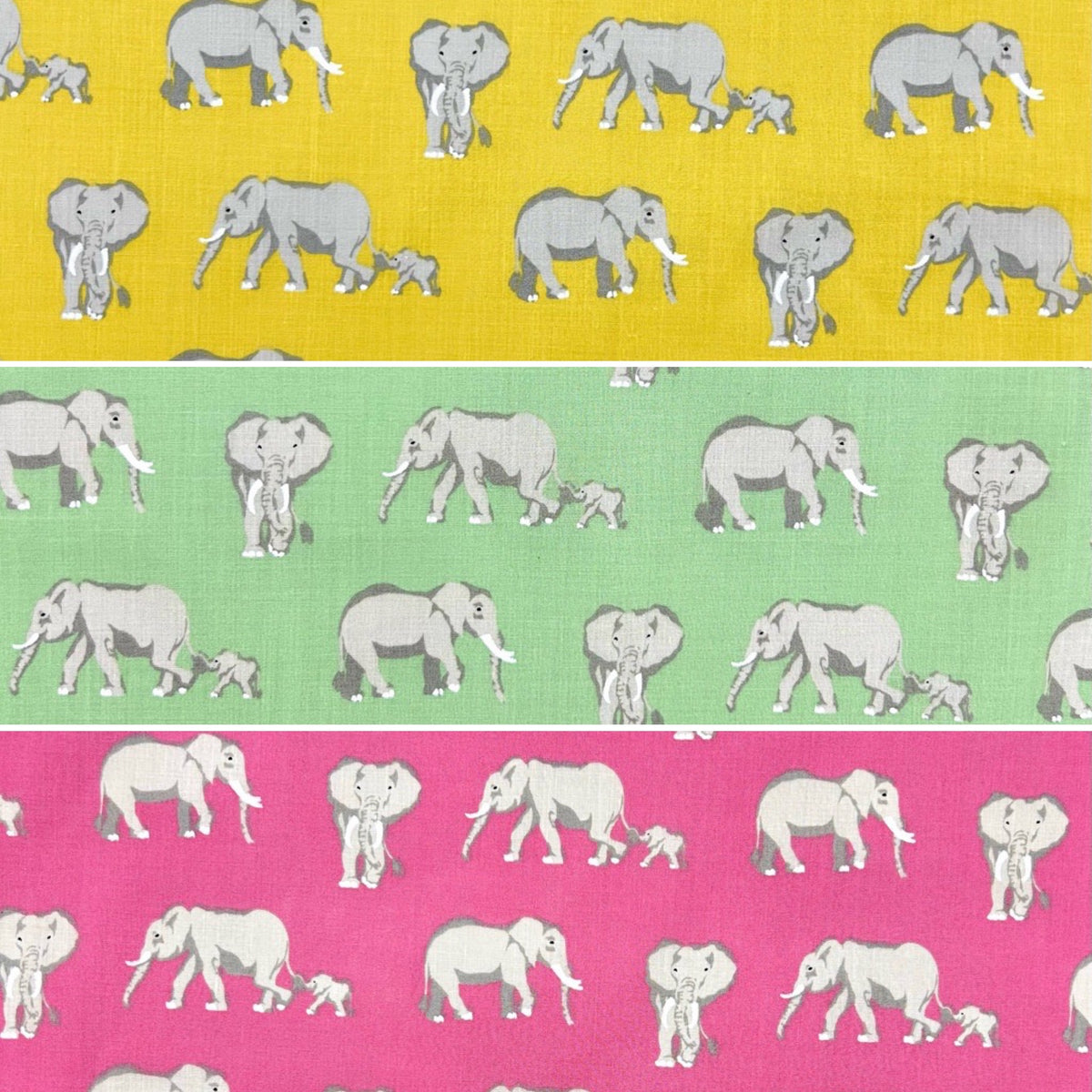 Elephant Family Polycotton Fabric