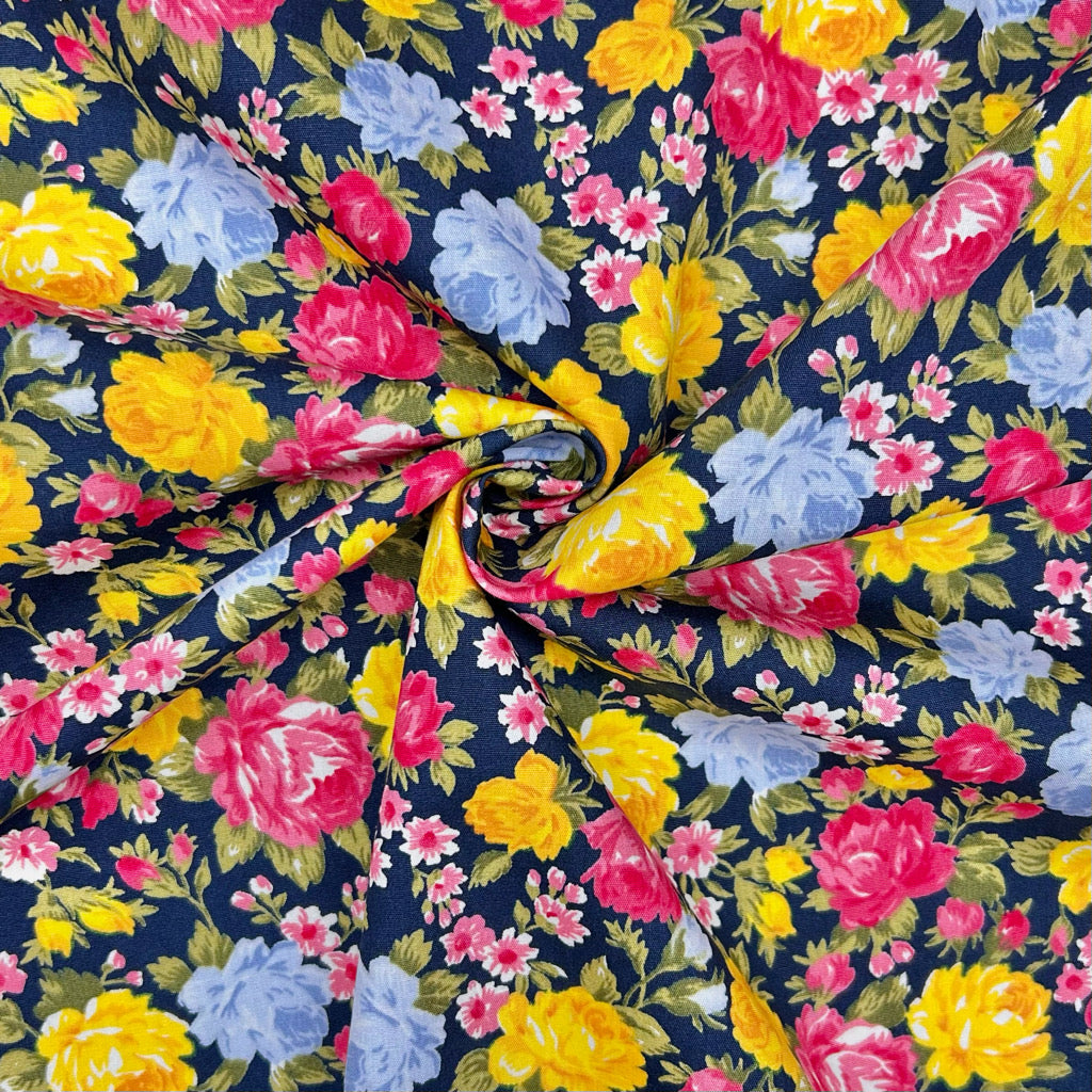 Colourful Roses Rose & Hubble Cotton Poplin Fabric