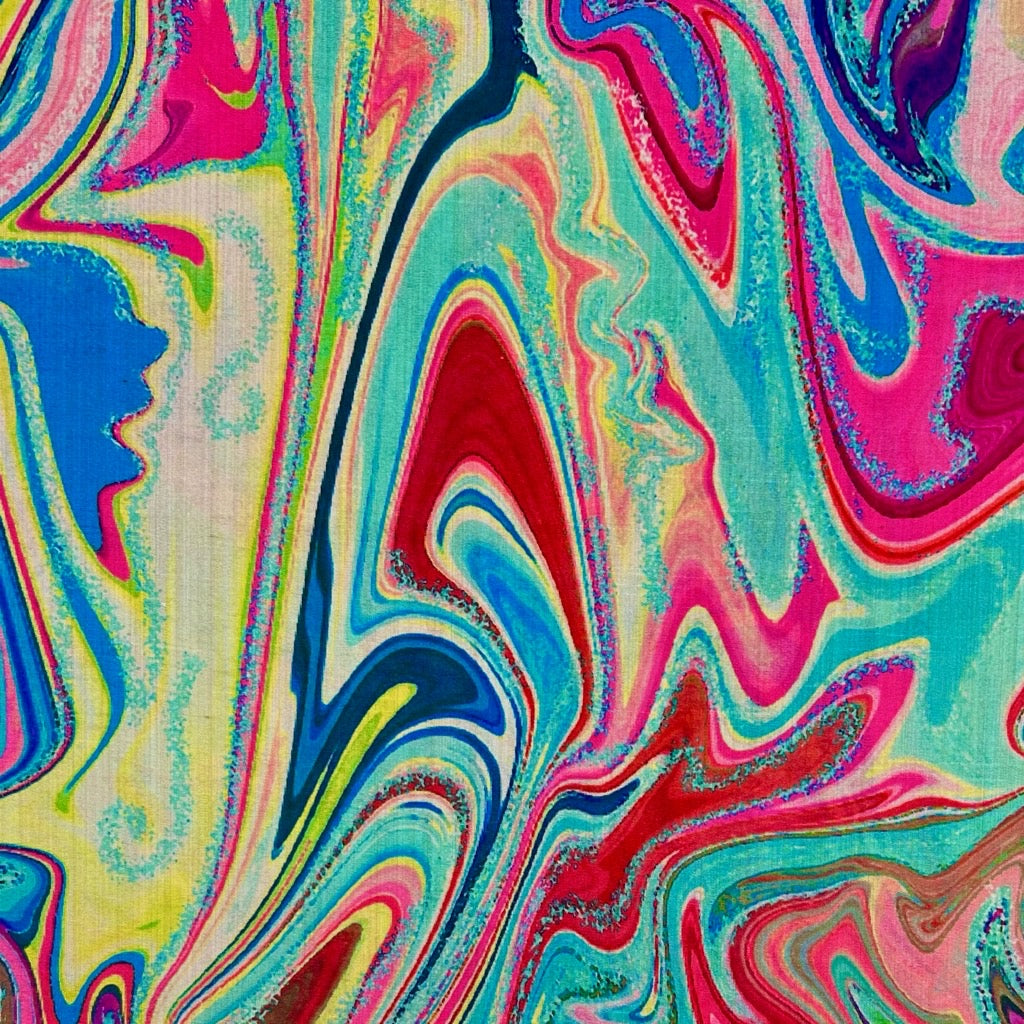 Colourful Marble Faux Silk Fabric - Pound Fabrics