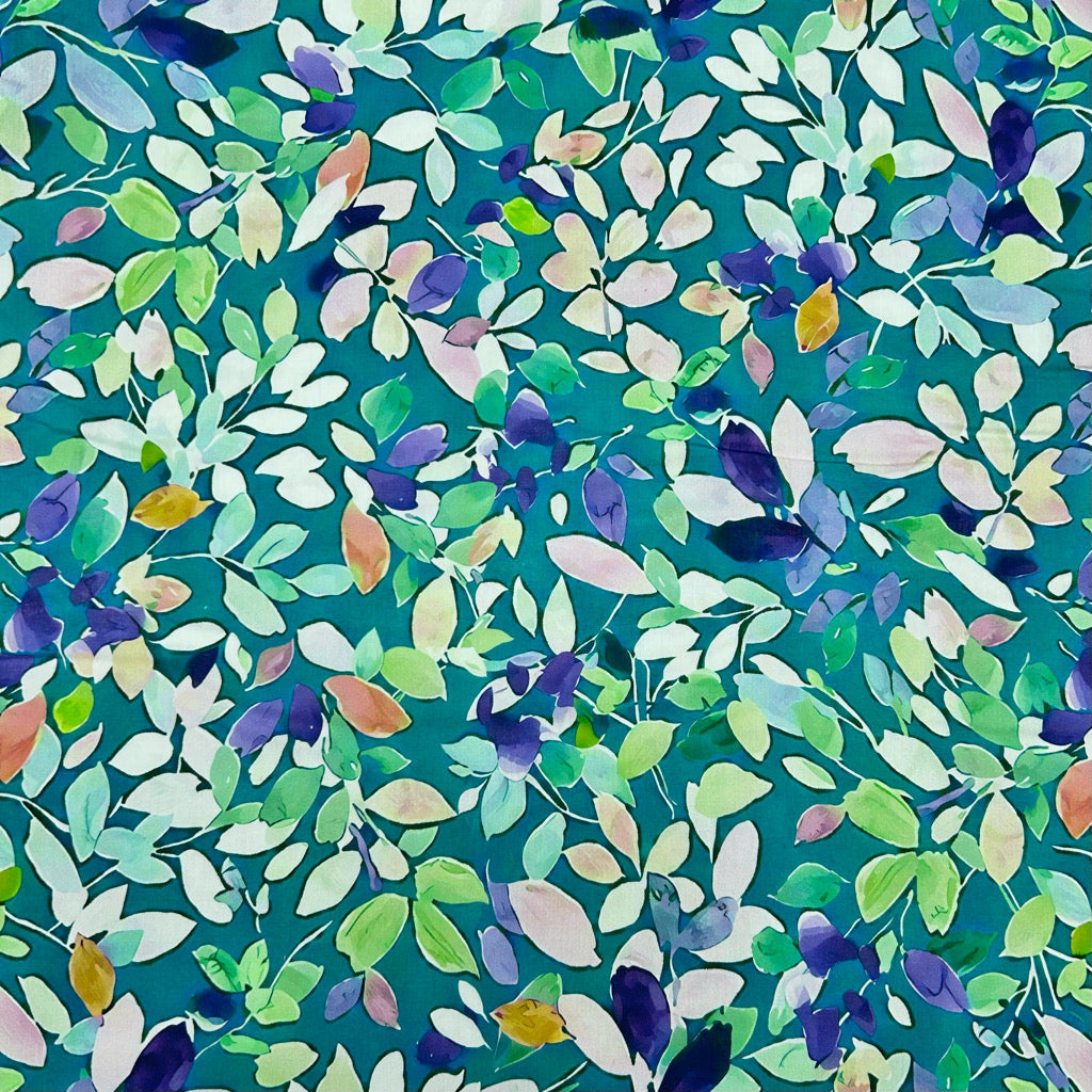 Scattered Leaves Cotton Lawn Fabric