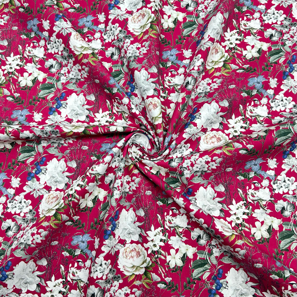 Spring Roses Rose &amp; Hubble Cotton Poplin Fabric - Pound Fabrics