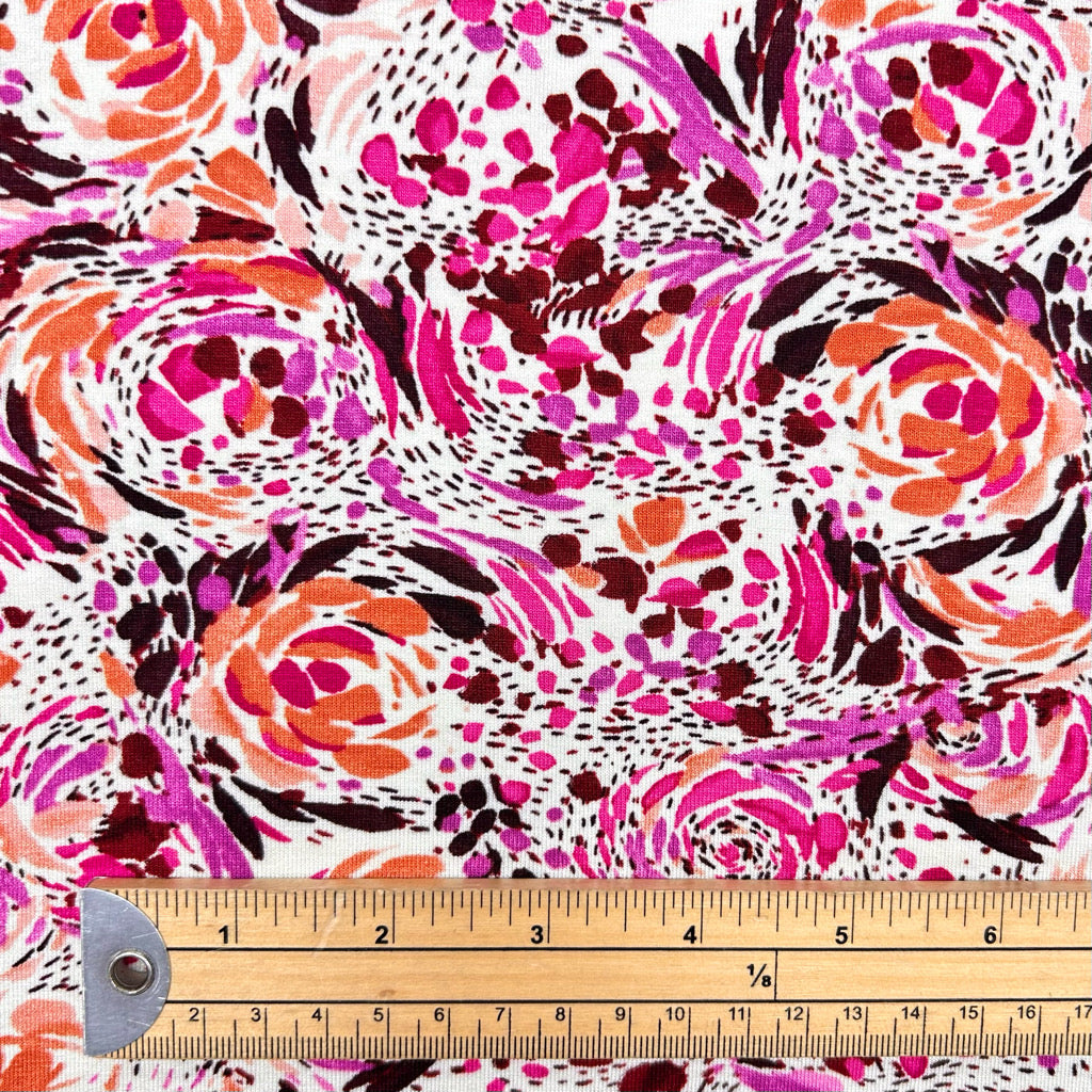 Painterly Blooms Viscose Jersey Fabric