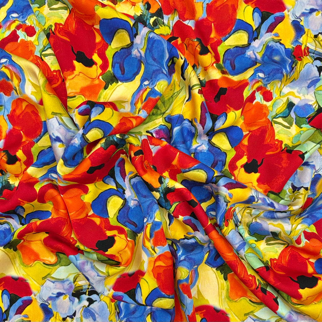Floral Splash Viscose Satin Fabric