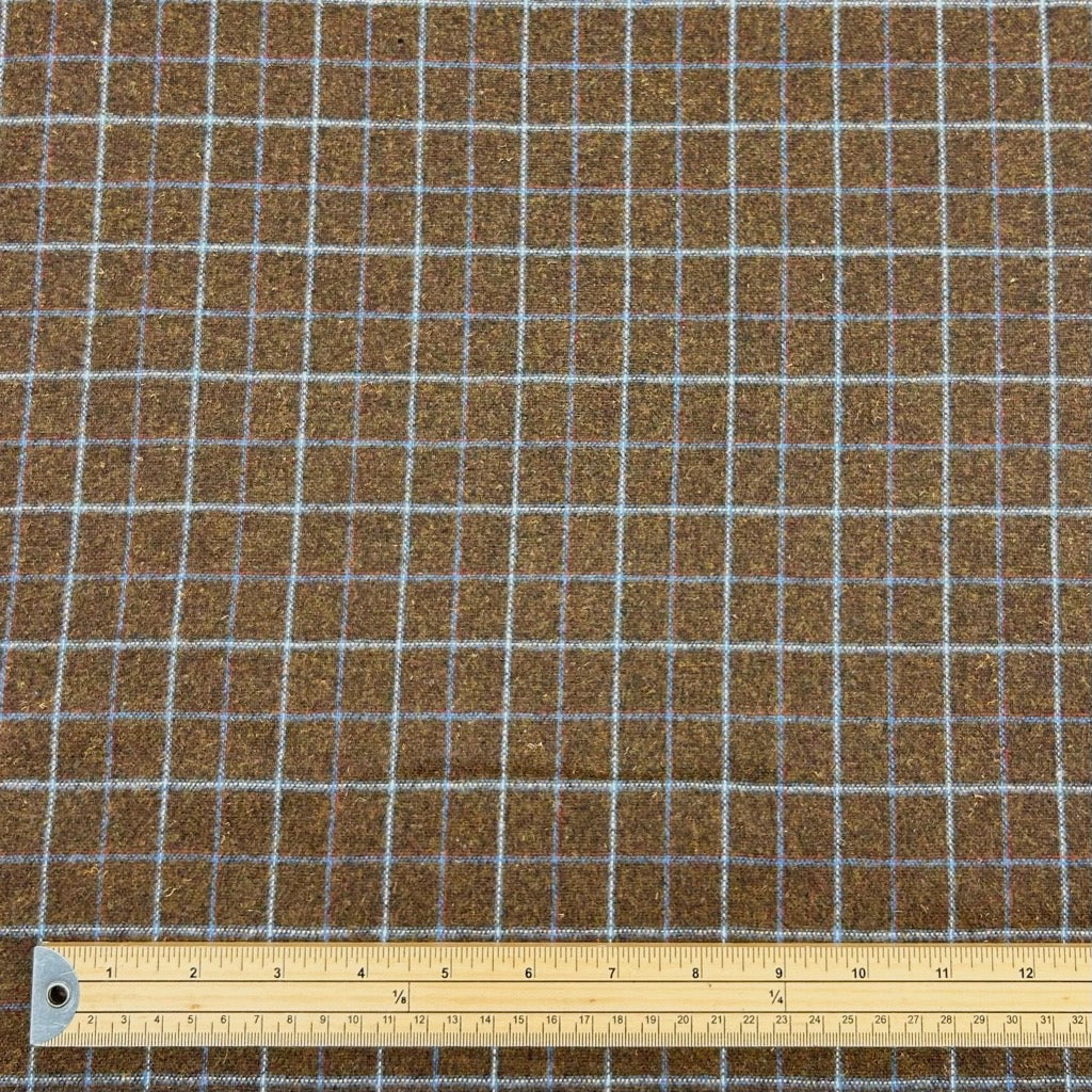 Lined Squares Wool Blend Fabric - Pound Fabrics