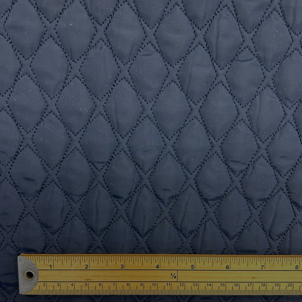 Navy Diamonds Quilted Polyester Fabric