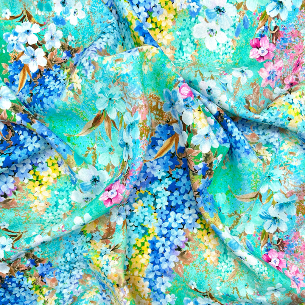 Blooming Meadow Viscose Poplin Fabric