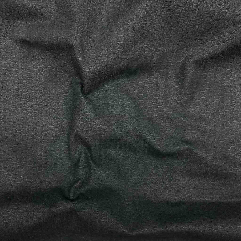Black Hex Grid Water Resistant Fabric
