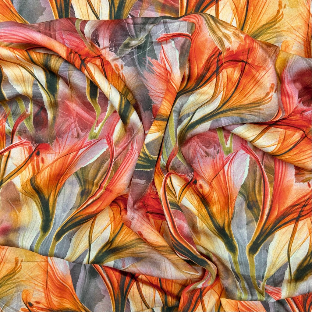 Radiant Lily Viscose Satin Fabric