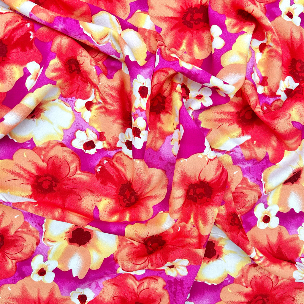 Wildflower Bloom Viscose Challis Fabric