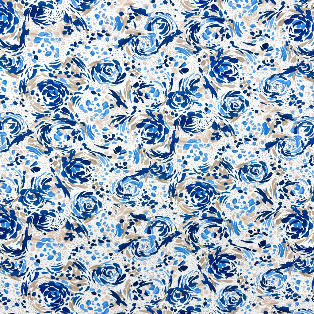 Painterly Blooms Viscose Jersey Fabric