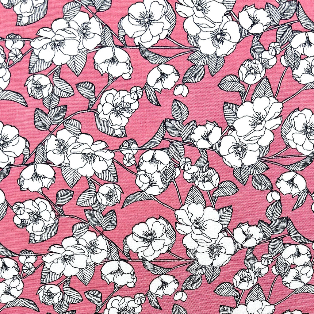 Dusky Vines Rose &amp; Hubble Cotton Poplin Fabric