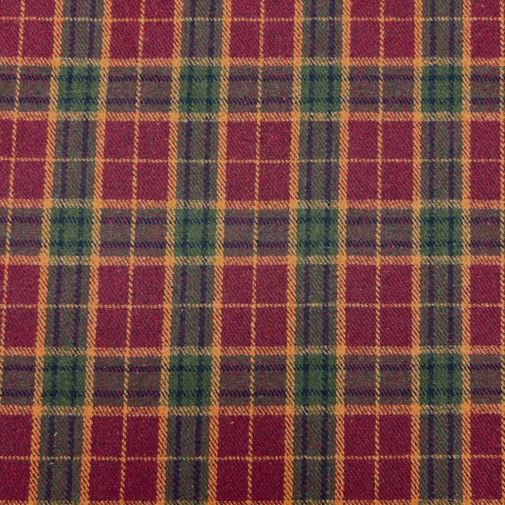 Bold Red Check Wool Blend Fabric