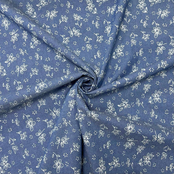 Petite Flowers Chambray Denim Fabric – Pound Fabrics