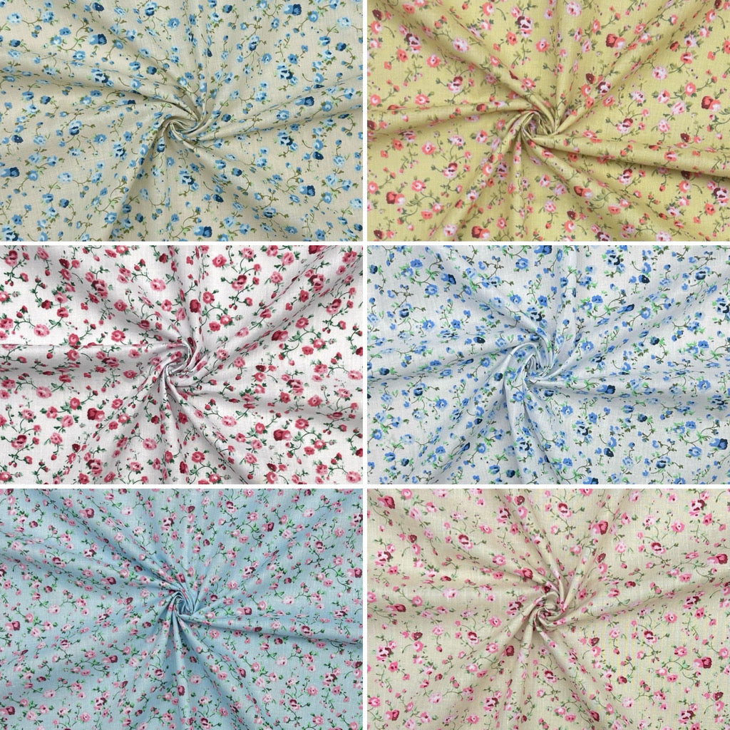 Dainty Flowers Polycotton Fabric - Pound Fabrics