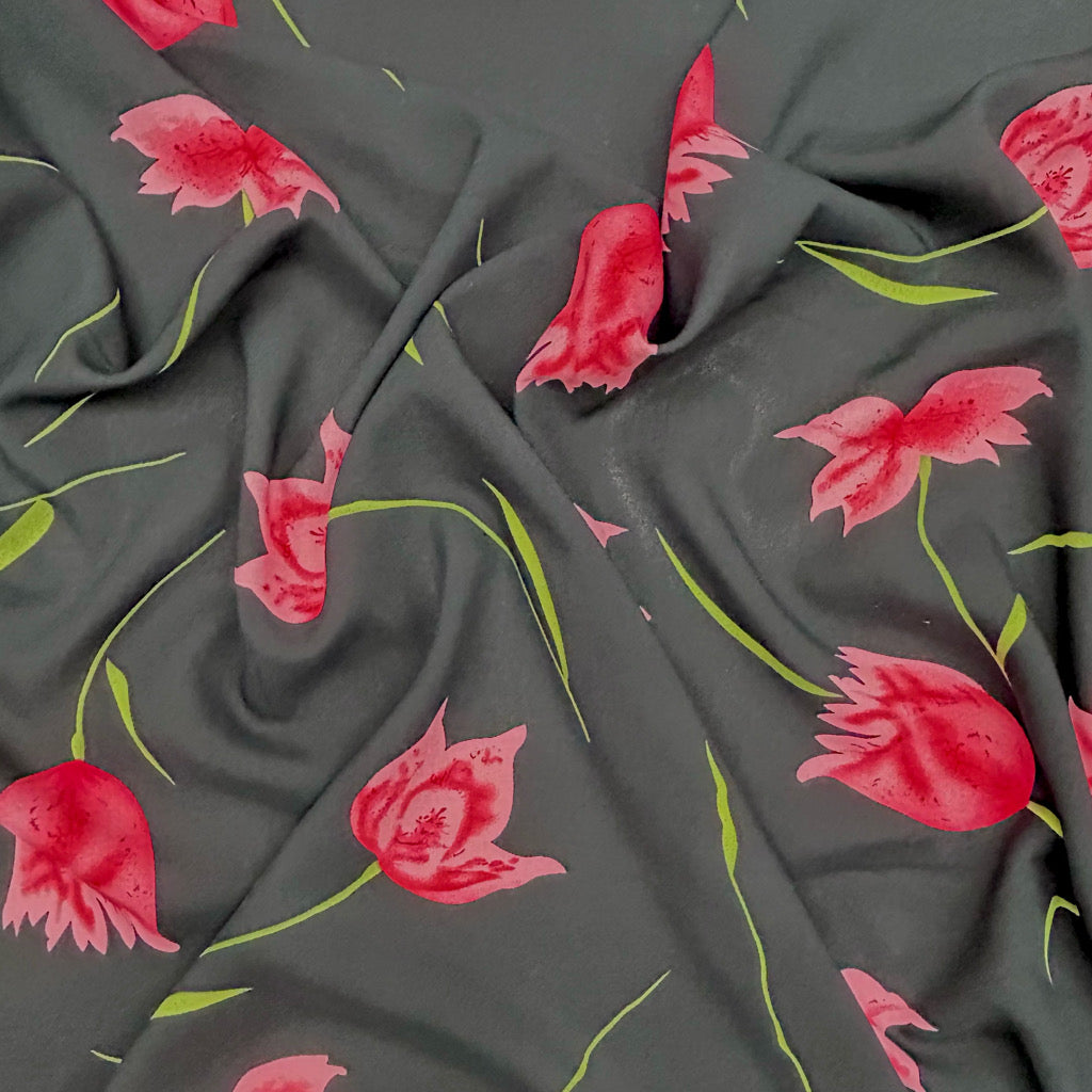 Spring Petals Viscose Challis Fabric