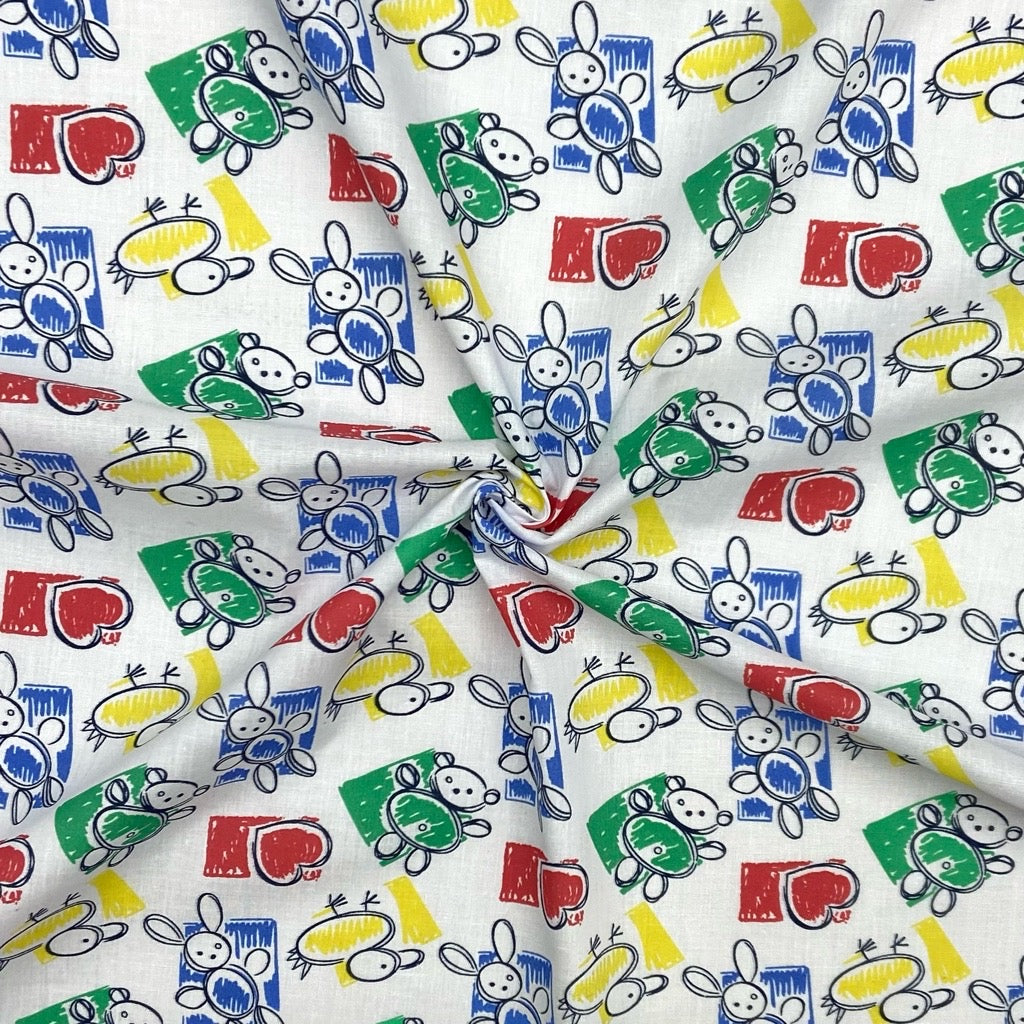 Teddy Drawings Polycotton Fabric - Pound Fabrics