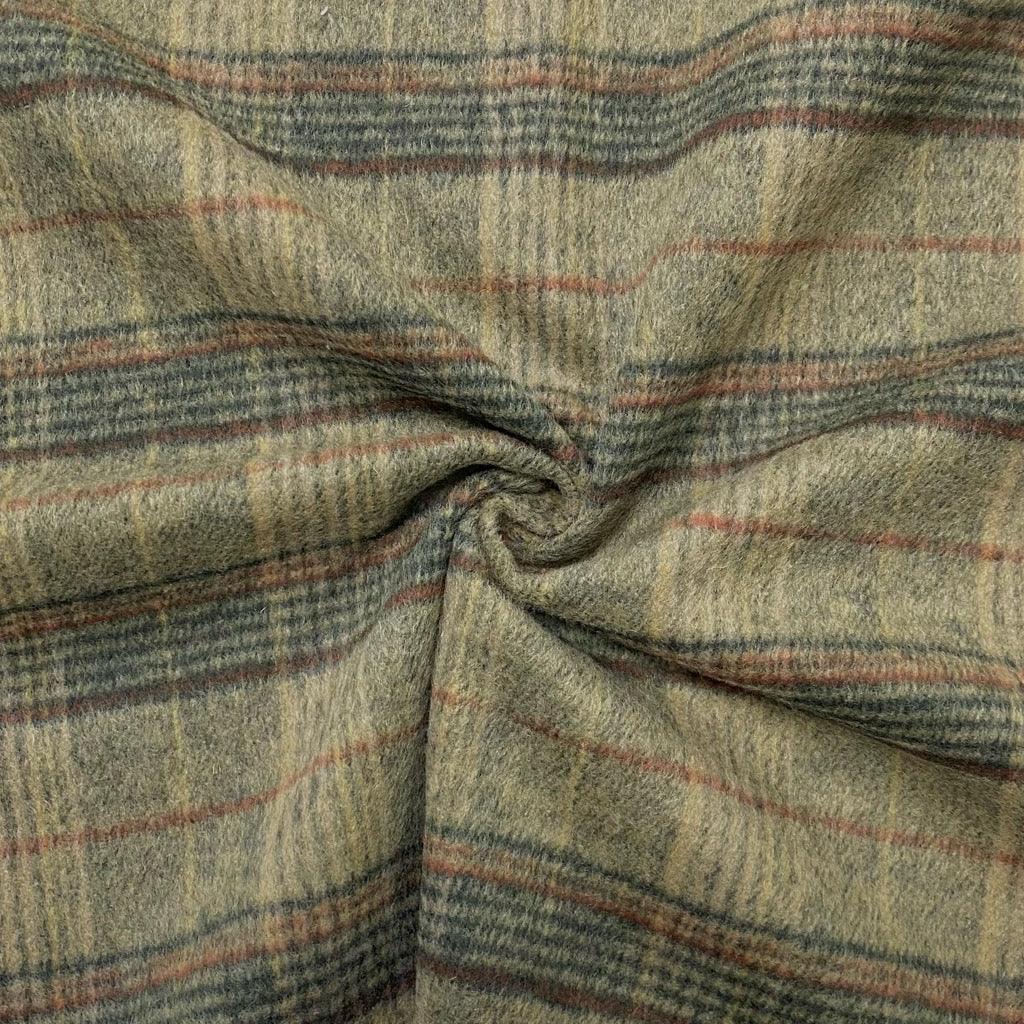 Dark Green and Beige Checkered Wool Blend Fabric - 2 metres for £9.95 #17 - Pound Fabrics