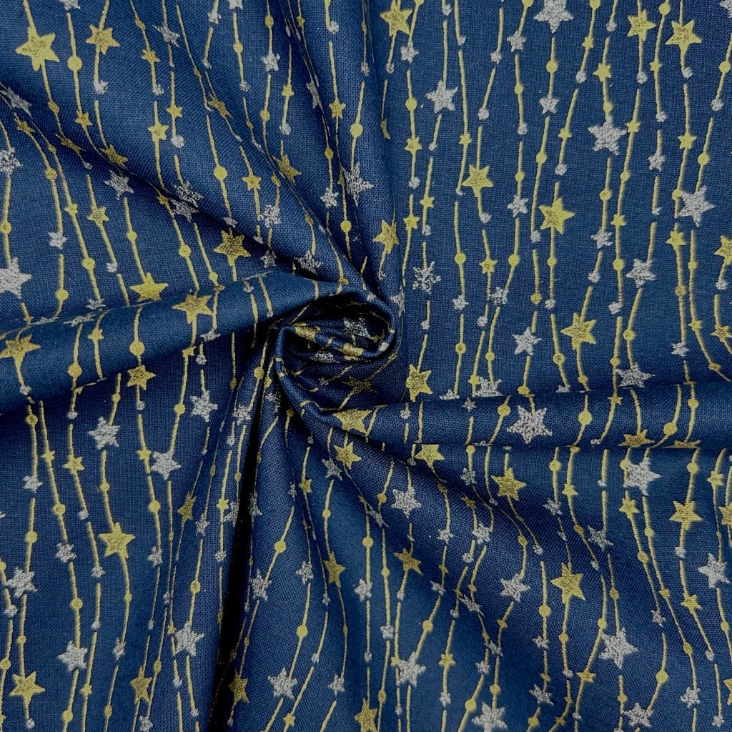 Hanging Stars Christmas Cotton Fabric