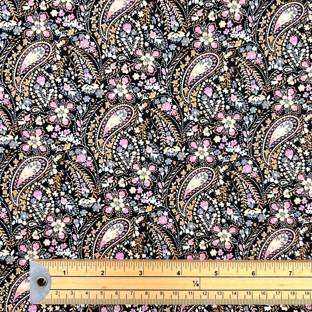 Classic Paisley Rose & Hubble Cotton Poplin Fabric