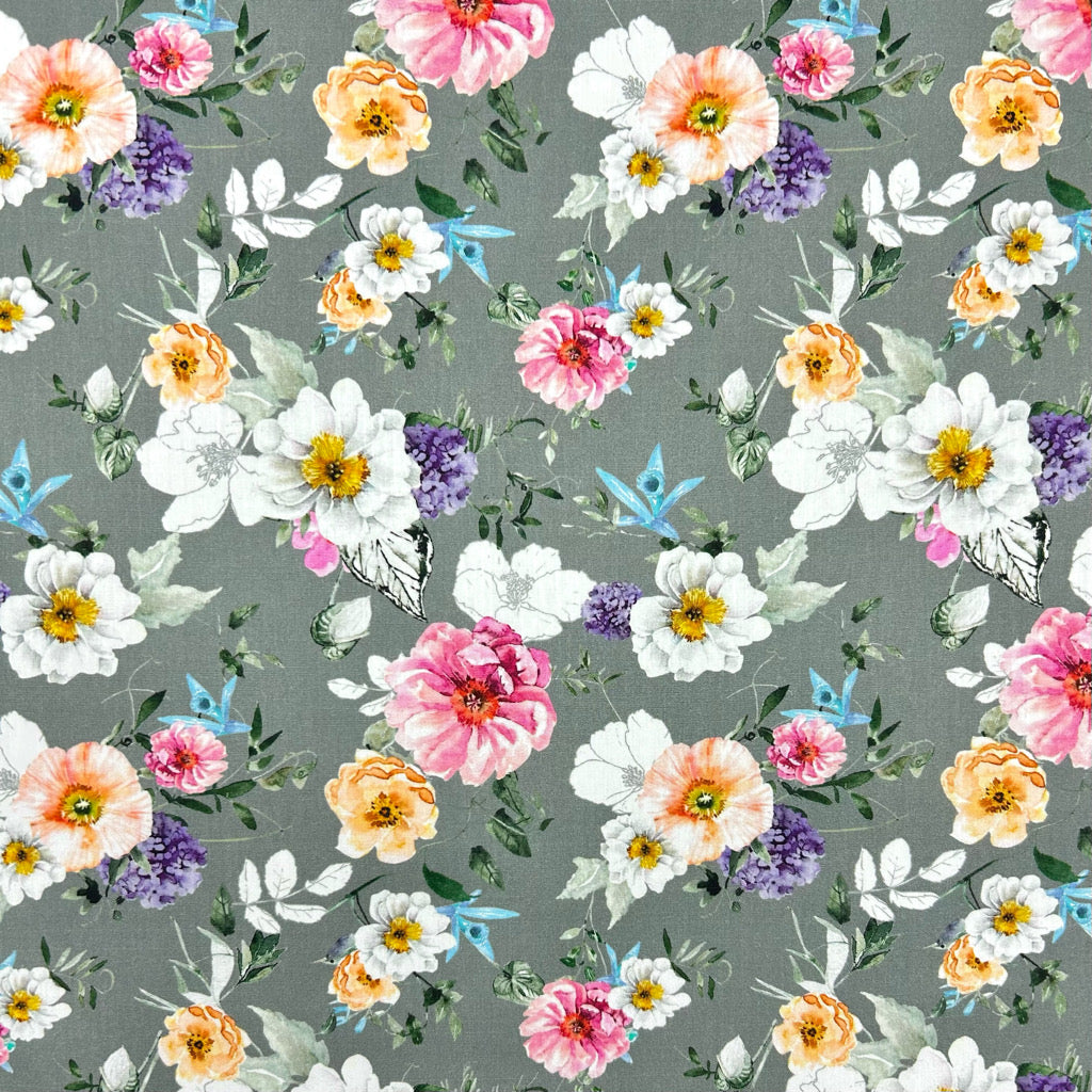 Floral Crush Rose & Hubble Cotton Poplin Fabric