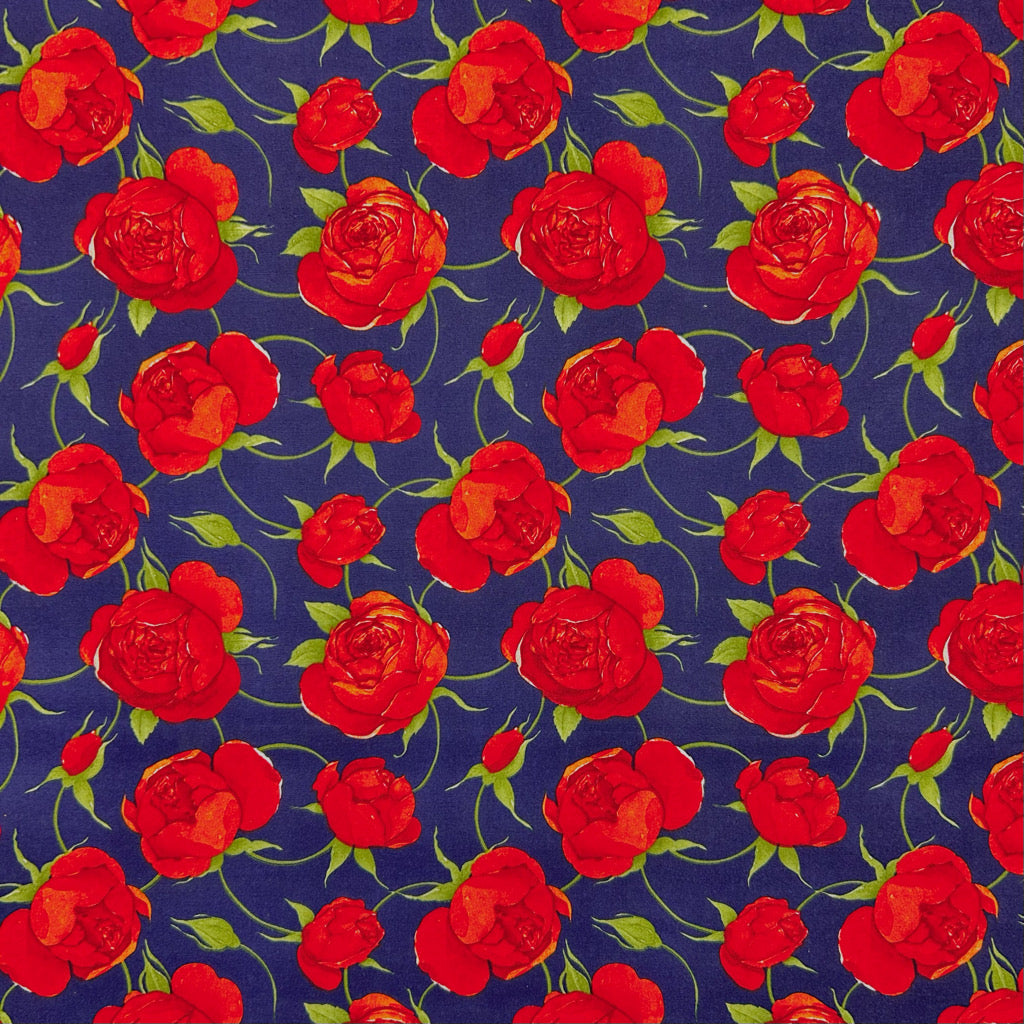 Evening Roses Rose & Hubble Cotton Poplin Fabric