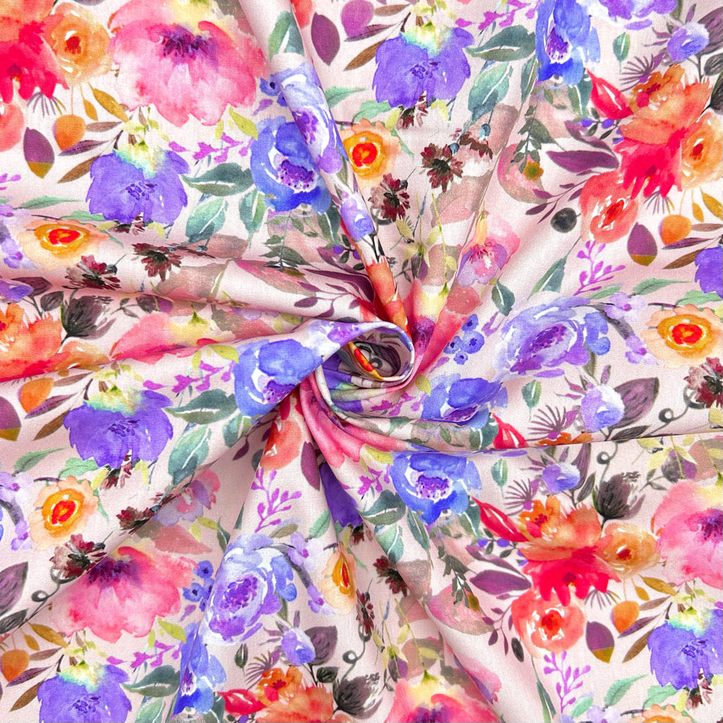 Flower Impression Rose & Hubble Cotton Poplin Fabric