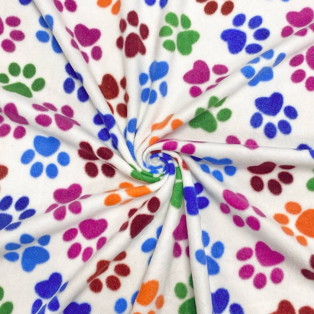 Multicoloured Paws Anti Pill Polar Fleece Fabric