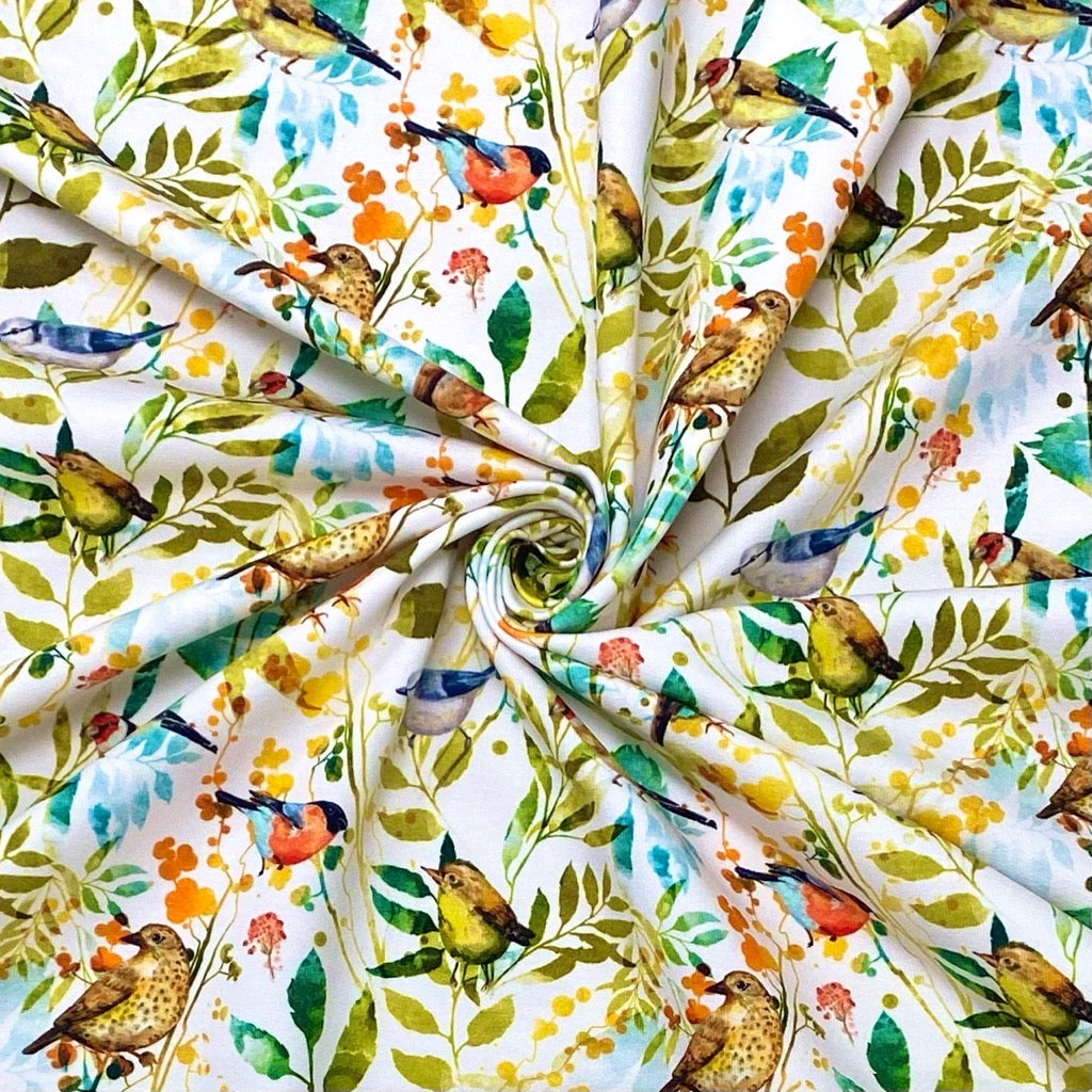 Birds in the Forest French Terry Fabric