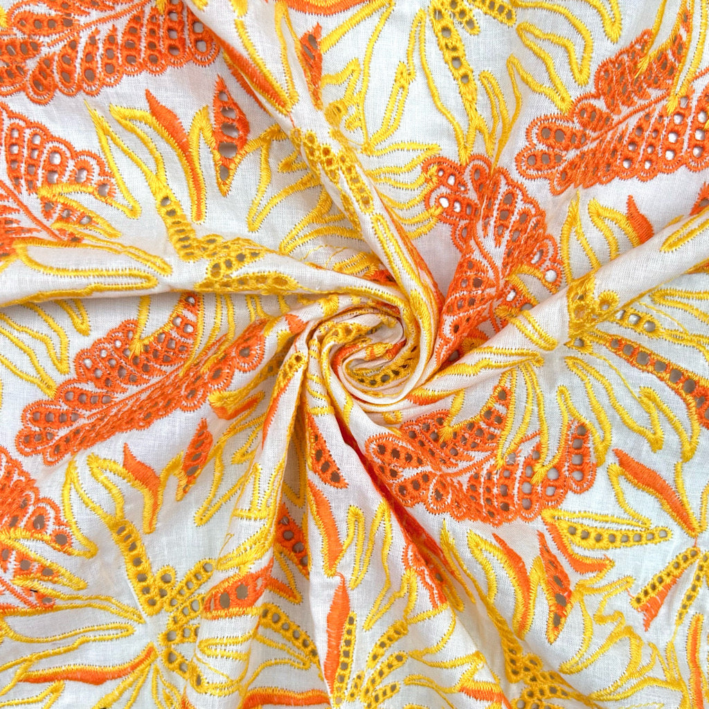 Shadow Work Embroidered Cotton Fabric
