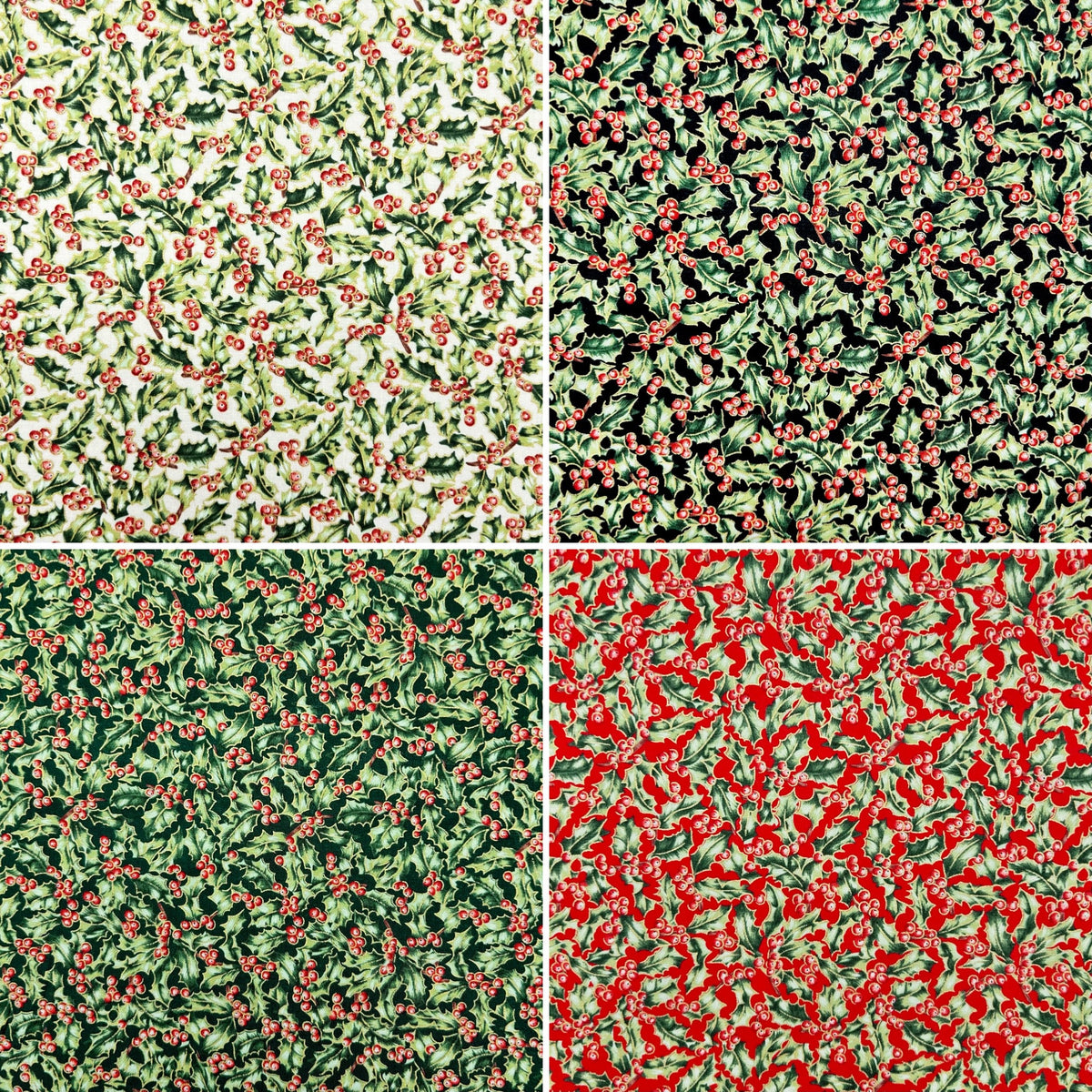 Holly Berry Christmas Cotton Fabric