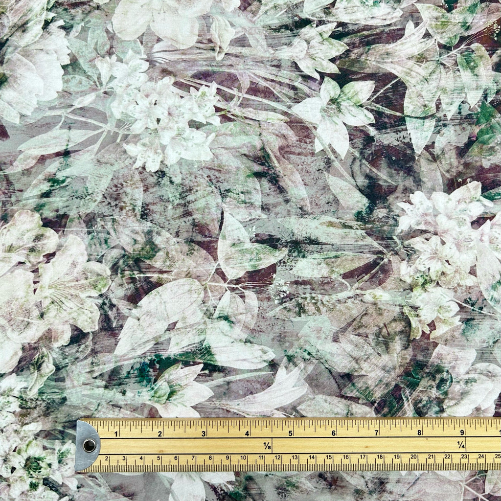 Busy Vintage Floral Print Polyester Fabric