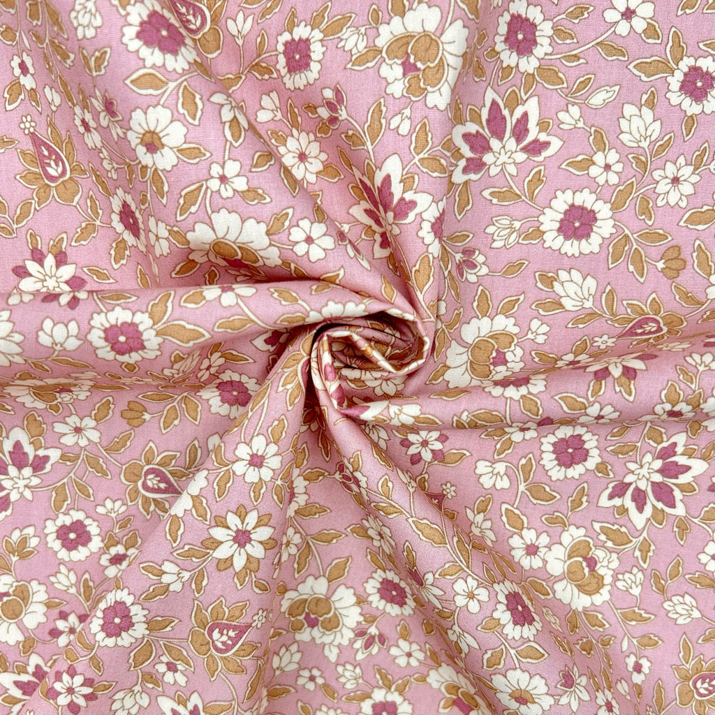 Cottage Meadow Rose & Hubble Cotton Poplin Fabric