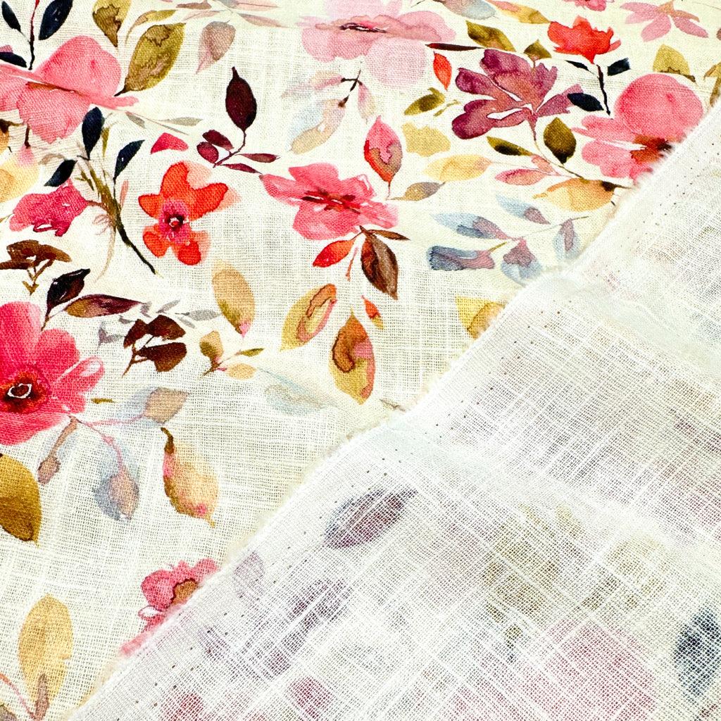 Autumn Floral Linen Blend Fabric - Pound Fabrics