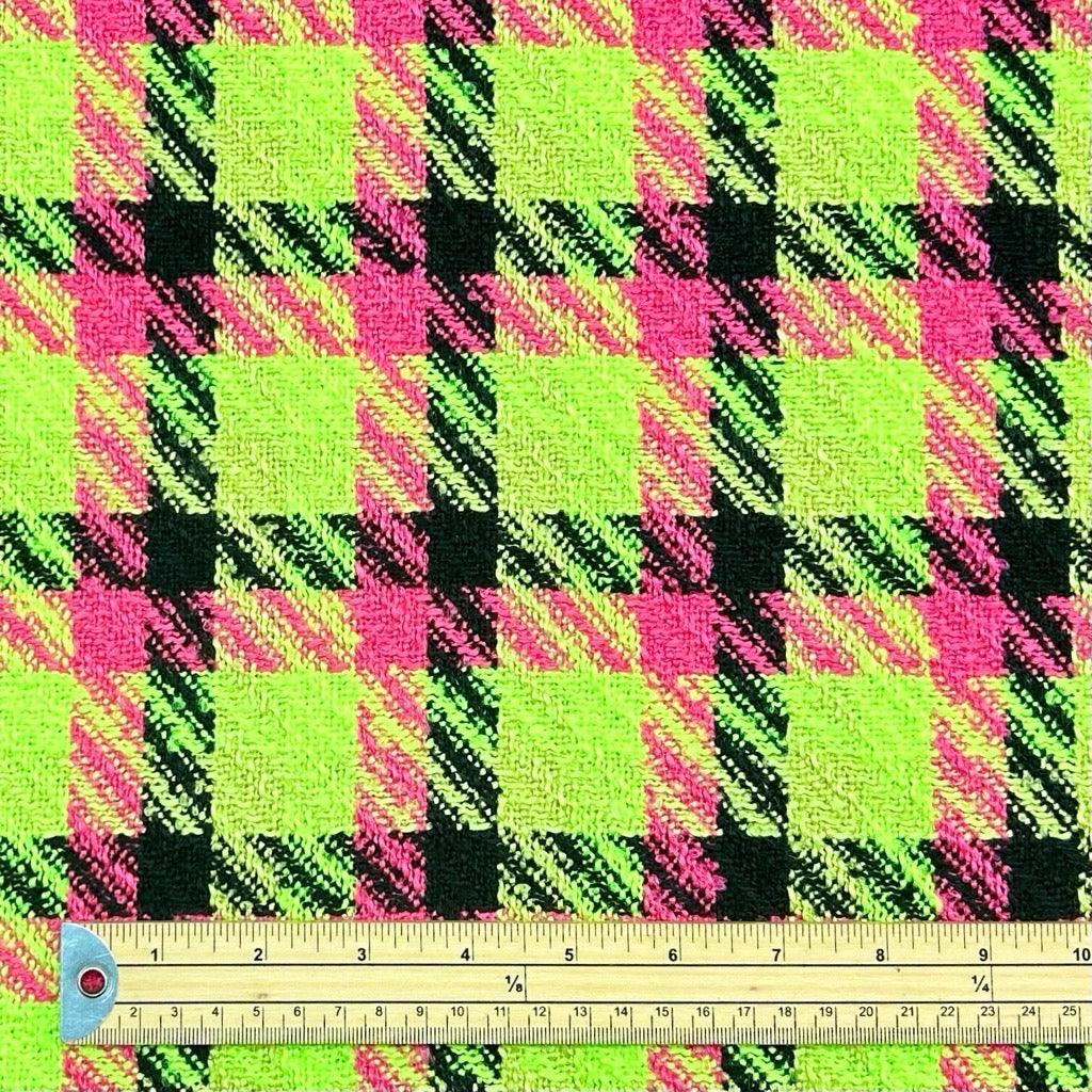 Neon Checkered Boucle Fabric - Pound Fabrics