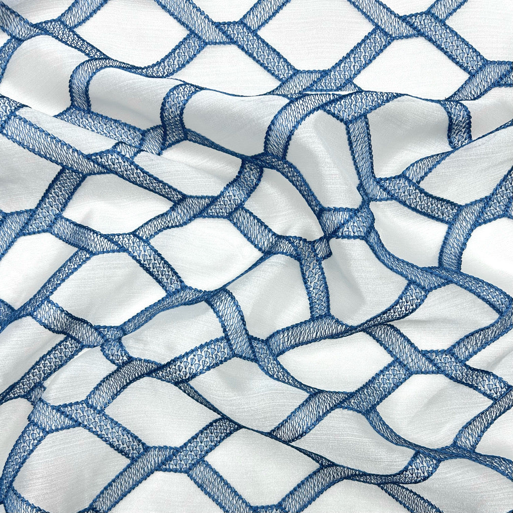 Checkered Embroidery Curtain Voile Fabric