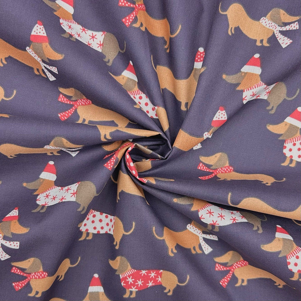 Winter Dogs Polycotton Fabric