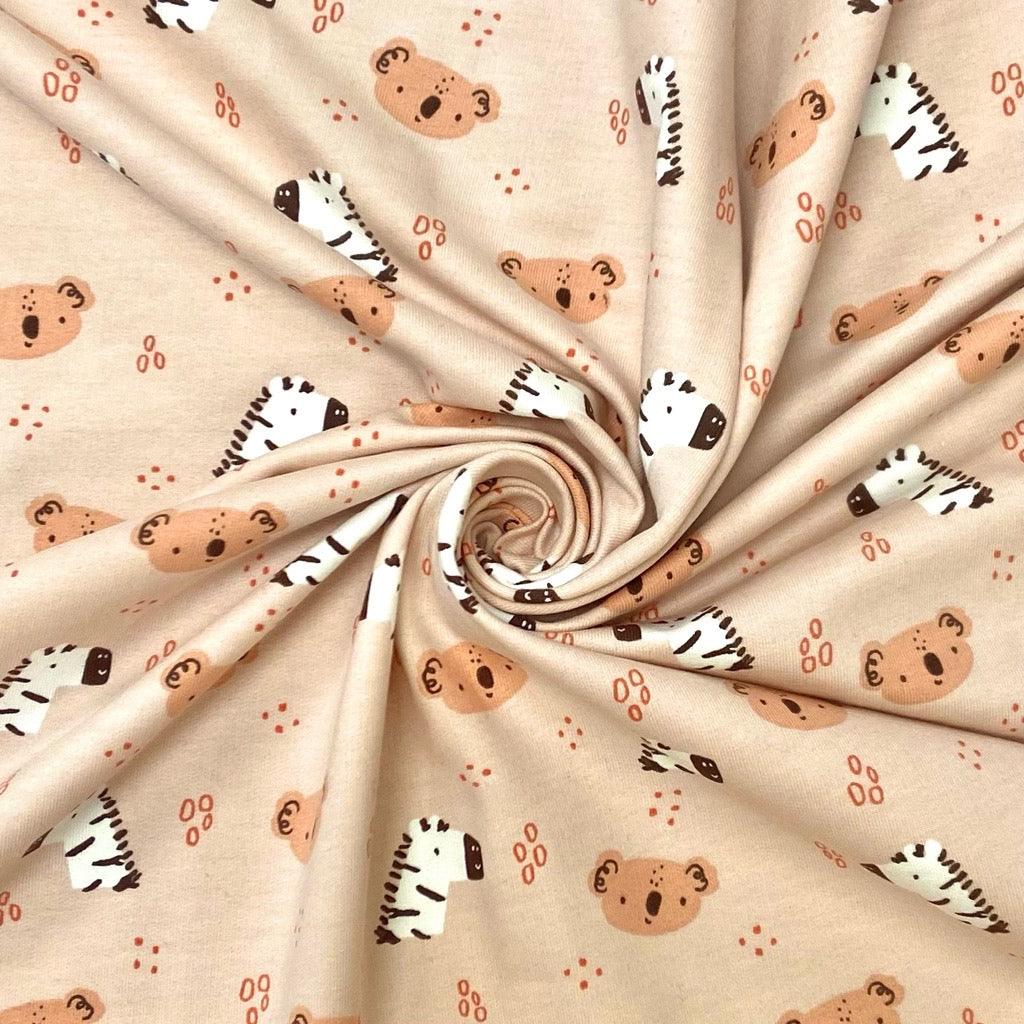 Zebras and Koalas French Terry Fabric - Pound Fabrics