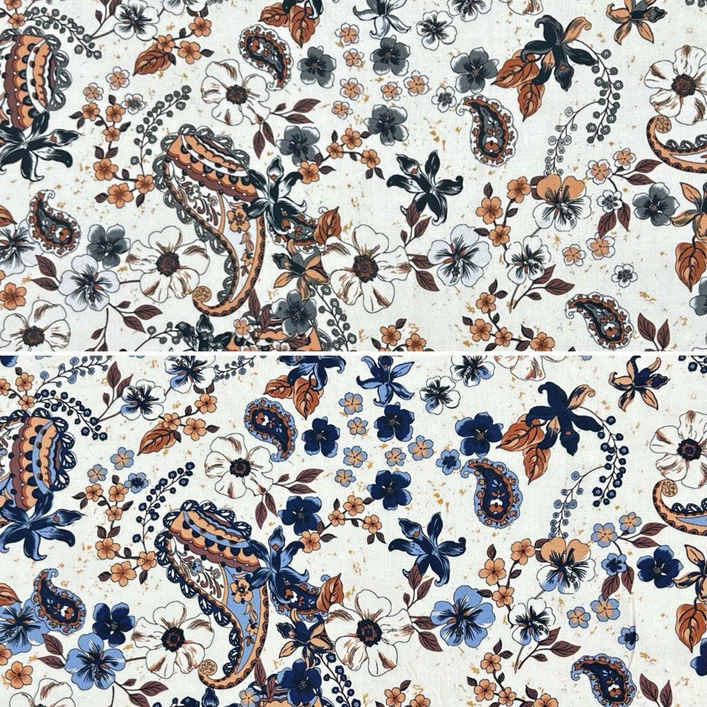 Flowers and Paisleys Viscose Lawn Fabric - Pound Fabrics