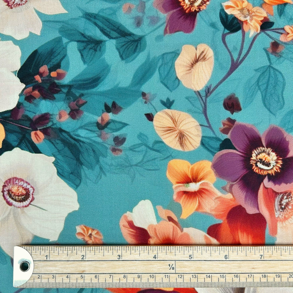 Warm Bloom Viscose Poplin Fabric