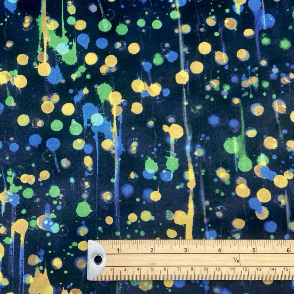 Mix Dots on Black Softshell Fabric