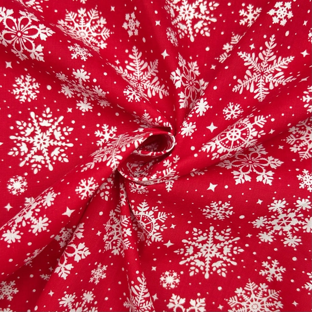 All Over Snowflakes Polycotton Fabric
