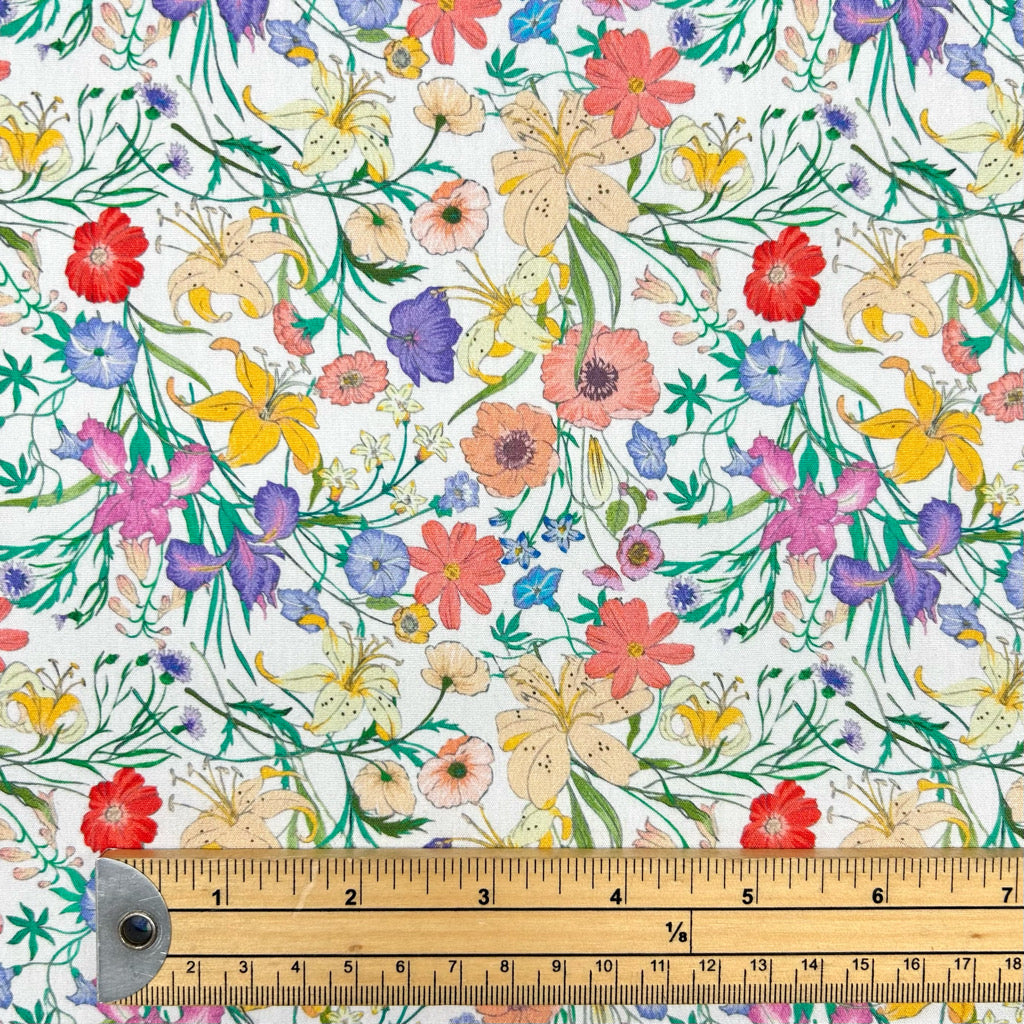 Summer Botanicals Rose & Hubble Cotton Poplin Fabric